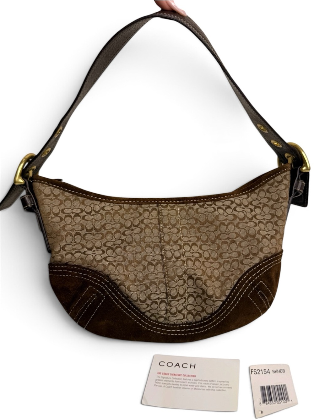 Y2K VTG 2005 Coach Soho Signature Mini Hobo Bag Brown Suede Jacquard